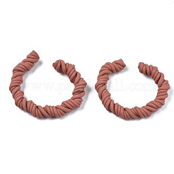 ポリマークレイツイストロープオープンリング  DIYのジュエリーには  シエナ  41~43x37~40x6.5~7.5mm&nbsp;CLAY-N010-031-03