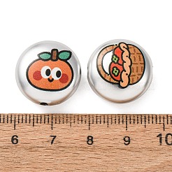 印刷された不透明なアクリルビーズ  フラットラウンド  ミックスカラー  17.5x8.5mm  穴：2.5mm&nbsp;AC-CBA5101-01