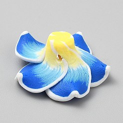 手作り樹脂粘土ビーズ  花  ドジャーブルー  10~11x25~26x25~26mm  穴：1.5mm&nbsp;CLAY-WH20006-01C-05