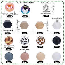 DIYファインディングキット  シリコーンビーズを含む  アクリルビーズと真鍮クリスタルラインストーンビーズ  ミックスカラー  10x4mm  穴：2mm&nbsp;DIY-SP0006-48A