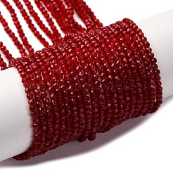 キャッツアイビーズ連売り  ラウンド  多面カット  レッド  2mm  穴：0.5mm  約174~196個/連  14.17~14.57インチ（36~37cm）&nbsp;CE-I005-A52