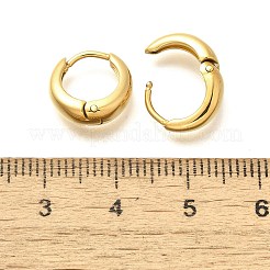 女性用304ステンレスフープピアス  316サージカルステンレススチール製耳ピン付き  イオンプレーティング（ip）  リング  ゴールドカラー  12x4.5mm&nbsp;EJEW-C096-52G
