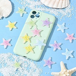透明樹脂とスパンコールがあしらわれたデコデンカボション 5色 15個  ヒトデ  ミックスカラー  32~33.5x33~35.5x10~11mm  3個/カラー&nbsp;CRES-YW0002-86