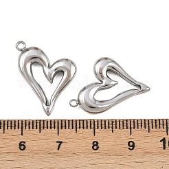 304ステンレスペンダント  ハートチャーム  ステンレス鋼色  23x17x3mm  穴：1.6mm&nbsp;STAS-L303-06P