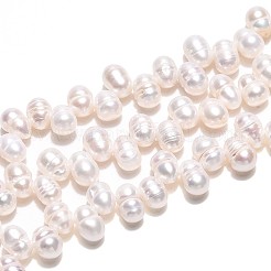 天然養殖淡水パールビーズ連売り  ライス  トップ掘削  乳白色  5~7.5x3.5~4.5mm  穴：0.3~0.5mm  約94~100個/連  14.17~14.57''（36~37センチメートル）&nbsp;PEAR-T006-20