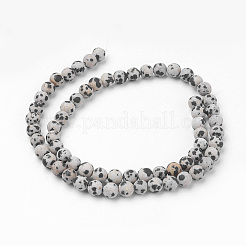 天然のダルメシアンジャスパービーズ連売り  ラウンド  艶消し  6~6.5mm  穴：1mm  約60個/連  14.9インチ（38cm）&nbsp;G-G735-68F-6mm