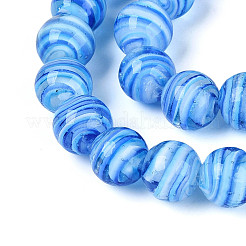 手作りランプワークビーズ連売り  ラウンド  ツートン  コーンフラワーブルー  11~12.5mm  穴：1~1.5mm  約30個/連  13.19~13.58''（33.5~34.5センチメートル）&nbsp;LAMP-T023-30C