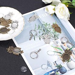 DIYのペンダント作り  鉄キーホルダーのパーツ  透明なガラスのカボションとチベット風の合金のペンダントカボションのセッティング  フクロウ  ミックスカラー  16.5x8.5x1.6cm&nbsp;PH-DIY-G005-42