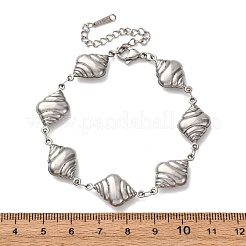 304ステンレススチール製スパイラルシェルシェイプリンクブレスレット（女性用）  ステンレス鋼色  7-1/8インチ（18.2cm）&nbsp;BJEW-L706-04P