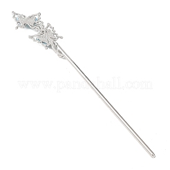 合金の毛が付いています  女性の女の子のためのヘアアクセサリー  蝶  プラチナ  176x29x4.5mm&nbsp;OHAR-B007-01A