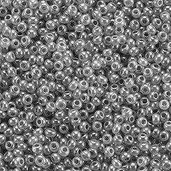 12/0個の模造ヒスイガラスシードビーズ  不透明色の光沢  ラウンド  ライトグレー  2x1.5mm  穴：1mm  約40000個/ポンド&nbsp;SEED-S049-A-019