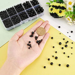 プラスチッククラフト目  diy人形作りキット  ラウンド  ブラック  3~8x2.5~7mm  穴：1~1.8mm  1750~1760個/箱&nbsp;DIY-WH0304-810