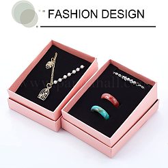 厚紙製ジュエリーボックス10個  内部のスポンジ  長方形  ちょう結びの模様  ピンク  9.1x6.9x3.15cm&nbsp;CBOX-PH0002-09A