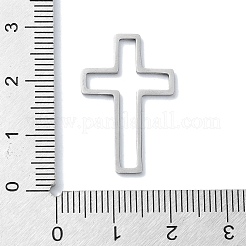 変色しない304ステンレススチール製リンクリング  クロス  ステンレス鋼色  26x17x1mm&nbsp;STAS-C097-03P
