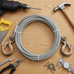 アイボルト付き6mステンレスワイヤーロープ  重量級の吊り上げ・結束ケーブル  ステンレス鋼色  8mm&nbsp;AJEW-WH0709-418