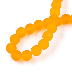 透明ガラスビーズ連売り  艶消し  ラウンド  オレンジ  6~6.5mm  穴：1.4mm  約67~70個/連  14.76インチ〜15.16インチ（37.5~38.5cm）&nbsp;LS-GLAA-T032-T6mm-MD11