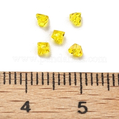 ガラスビーズ100個1セット  三角ビーズ  ダイヤモンドビーズ 透明の尖ったビーズ  ゴールド  3x3x2mm  穴：0.8mm  約100個/セット&nbsp;GLAA-D300-02B