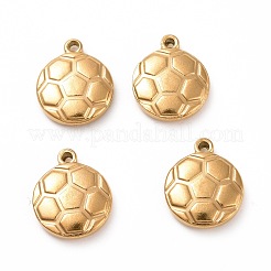 304ステンレススチールチャーム  サッカー/サッカーボール  ゴールドカラー  15.5x13x3.5mm  穴：1mm&nbsp;STAS-G071-23G