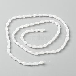 模造ヒスイのガラスビーズ  多面カット  双円錐形  ホワイト  8x4mm  穴：0.8mm  約63個/連  20.87''（53センチメートル）&nbsp;GLAA-P001-07A-01