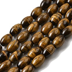 天然石タイガーアイビーズ連売り  ライス  グレードAB +  12x8~8.5mm  穴：0.8mm  約30個/連  14.69インチ（37.3cm）&nbsp;G-A275-A01-8x12mm-AB