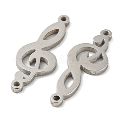 変色しない304ステンレススチールコネクタチャーム  音符のリンク  ステンレス鋼色  23x8.5x1.4mm  穴：1.2mm&nbsp;STAS-L022-229P