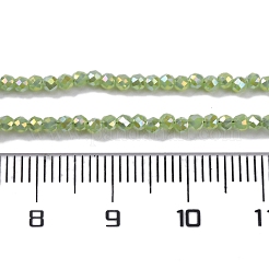 電気メッキガラスビーズセット  丸いビーズの連売り  イミテーション翡翠  多面カット  芝生の緑  2mm  穴：0.7mm  約180~193個/連  13.86~14.02''（35.2~35.6センチメートル）&nbsp;EGLA-H107-01A-A01