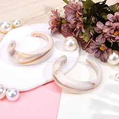女性用不透明アクリルカフバングル  ホワイト  7/8インチ（2.1cm）  内径：1-3/4インチ（4.55cm）x2-3/8インチ（6.1cm）&nbsp;BJEW-WH0032-028B