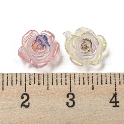 蓄光透明樹脂カボション  暗闇で光るグリッターパウダー入りの花  ミックスカラー  9x9.5x4.5mm&nbsp;RESI-D013-05B