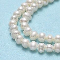 天然養殖淡水パールビーズ連売り  ポテト  ベージュ  3~3.5x4~4.5x3.5~4mm  穴：0.5mm  約113~114個/連  15.35~15.43インチ（39~39.2cm）&nbsp;PEAR-F018-06