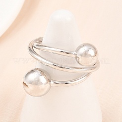 女性用真鍮カフリング  長持ちメッキ  ラックめっき  プラチナ  内径：17mm&nbsp;RJEW-Z113-16P
