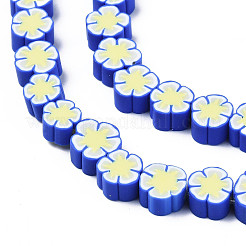 手作り樹脂粘土ビーズ連売り  花  ブルー  6.5~10x7~10.5x4~5mm  穴：1.6mm  約40個/連  11.61インチ〜13.19インチ（29.5~33.5cm）&nbsp;CLAY-N011-48B-B03