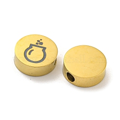 ハロウィーンテーマ 304 ステンレススチールビーズ  18KGP本金メッキ  フラットラウンド  ポット  8x3mm  穴：2mm&nbsp;STAS-M069-01I-G