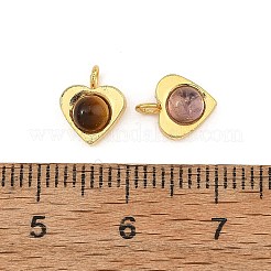 天然石ミックスストーンペンダント  304ステンレススチール製ハート型ベゼルチャーム  ゴールドカラー  9x7.5x4.5mm  穴：2mm&nbsp;PALLOY-JF06058-01