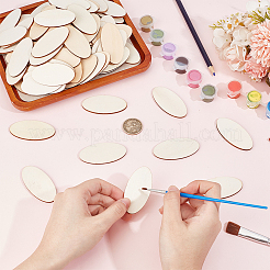 楕円形の未完成の木製切り抜き  子供のDIY絵画装飾  古いレース  61x30x2.5mm&nbsp;DIY-WH0604-07C