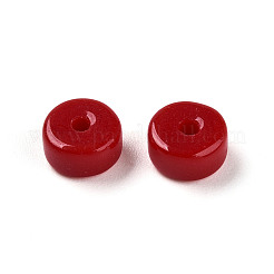不透明なソリッドカラーのガラスビーズ  フラットラウンド  ファイヤーブリック  6~6.5x3mm  穴：1.2~1.6mm  約4290個/1000g&nbsp;GLAA-N007-6x3mm-A08