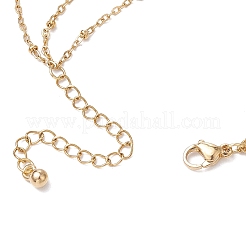 304ステンレススチール製サテライトチェーントゥリングアンクレット女性用  ゴールドカラー  8-1/2インチ（215mm）&nbsp;AJEW-AN00662-01