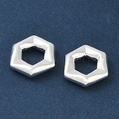 真鍮製フレームコネクター  六角形のリンク形状  カドミウムフリー＆鉛フリー  長持ちメッキ  銀  15x17x4mm  インナーサイズ：8x7mm&nbsp;KK-CBAFC6C-01S