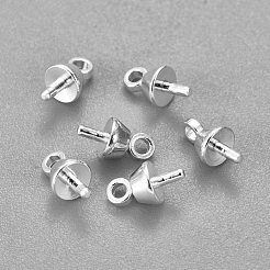 304ステンレススチールカップパールペグベイルピンペンダント  片穴パーツ用  銀  7x4mm  穴：1.2mm  ピン：1mm&nbsp;STAS-H436-16S