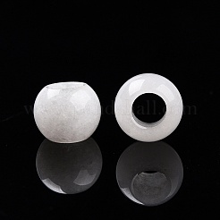 天然石ホワイトジェイドビーズ  大穴ビーズ  ロンデル  10~10.5x7.5~9mm  穴：5mm&nbsp;G-T092-10mm-20
