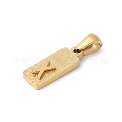 304ステンレスペンダント  ゴールドカラー  文字チャーム付きの長方形  文字x  17.5x6.5x3mm  穴：3x6mm&nbsp;STAS-Z120-03X-G