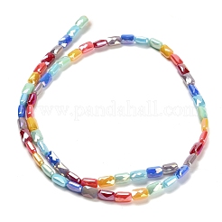 電気メッキガラスビーズセット  長方形  多面カット  カラフル  7x4x3mm  穴：0.8mm  約60~61個/連  15.75''~16.02''（40~40.7センチメートル）&nbsp;EGLA-P068-01A-06