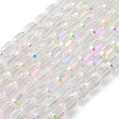 電気メッキガラスビーズセット  多面カット  ABカラー  コラム  クリアAB  4x5~6mm  穴：1mm  約80個/連  40~48cm&nbsp;EGLA-D031-01-01