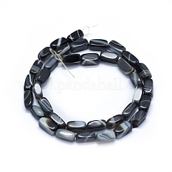 天然バンド /縞aビーズ連売り  染め＆加熱  直方体の  ブラック  11x5~5.5x5~5.5mm  穴：1mm  約35~36個/連  15.3インチ〜15.7インチ（39~40cm）&nbsp;G-I245-29B