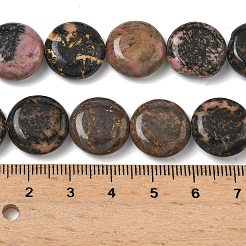天然石ロードナイトビーズ連売り  フラットラウンド  15~15.5x6mm  穴：0.8~1mm  約26個/連  15.55~15.71インチ（39.5~39.9cm）&nbsp;G-L648-B22-15mm