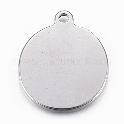 変色しない304ステンレススチールペンダント  大天使マイケルとフラットラウンド  ステンレス鋼色  24x20.5x3mm  穴：2mm&nbsp;STAS-P218-09