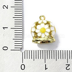 ラックメッキ真鍮エナメルペンダント  長持ちメッキ  鉛フリー＆カドミウムフリー  18KGP本金メッキ  花のチャーム  ミックスカラー  12x11x9~9.5mm  穴：1mm&nbsp;KK-M282-04G