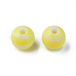 不透明な縞模様のアクリルビーズ  ラウンド  きいろ  11.5x10.5mm  穴：2.5mm  約549個/500g&nbsp;MACR-S373-27A-06