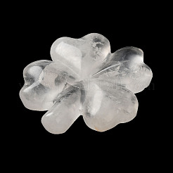 天然水晶彫刻のクローバーの置物、自宅、オフィス、卓上、風水の装飾品  45.5x43.5x8mm&nbsp;DJEW-G044-01E