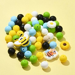 シリコーン焦点ビーズ  混合図形  ミックスカラー  15~30x15~37x8~20mm  穴：2~2.5mm&nbsp;SIL-FS0001-16