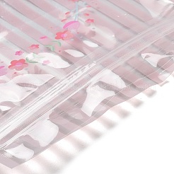 花柄ストライププリントの陰陽模様入り再封可能なプラスチック包装袋  セルフシールバッグ  長方形  ピンク  12.7x11x0.01cm&nbsp;OPP-B005-02